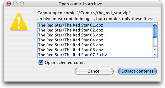 Open a comic inside an archive.
